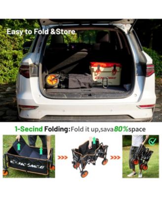 Collapsible Foldable Wagon with 300lbs Weight Cart Heavy Duty Folding Beach Wagon Cart with Wheels and Adjustable Handle for Camping Garden Sports Outdoor Activities Shopping