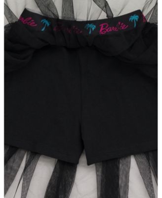 Toddler Girls Cropped Boxy Drop Shoulder T-Shirt and Mesh Tulle Skort