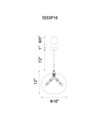 14" Metal Glass 4 Light Down Pendant