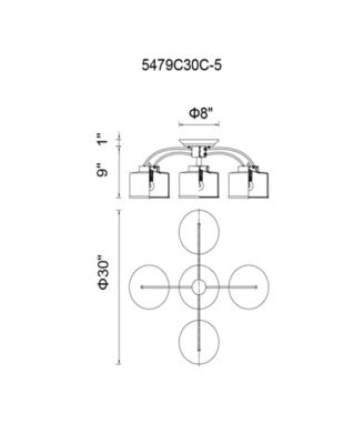 10" Metal Frosted 5 Light Drum Shade Flush Mount