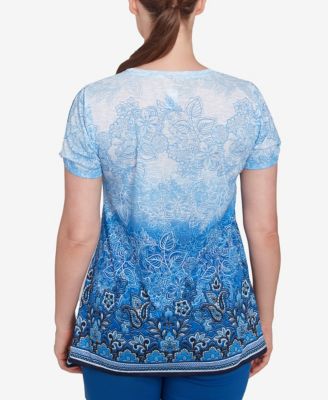 Petite Crystal Ombre Cold Shoulder Crew Neck T-Shirt