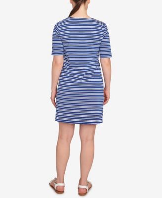 Petite Embroidered Stripe Knit Dress