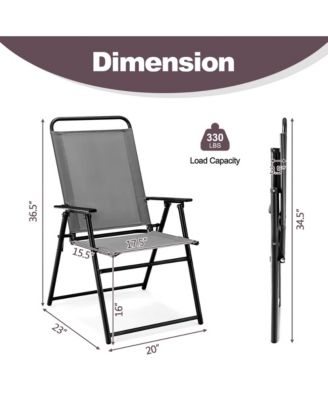 2pcs Patio Folding Sling Chairs Dining Armrest Backrest Outdoor Portable