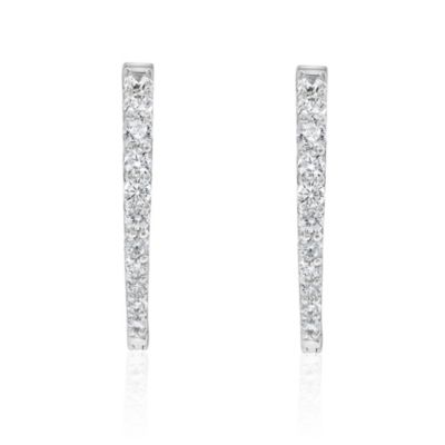 Suzy Levian Sterling Silver Cubic Zirconia Teardrop Hoop Earrings