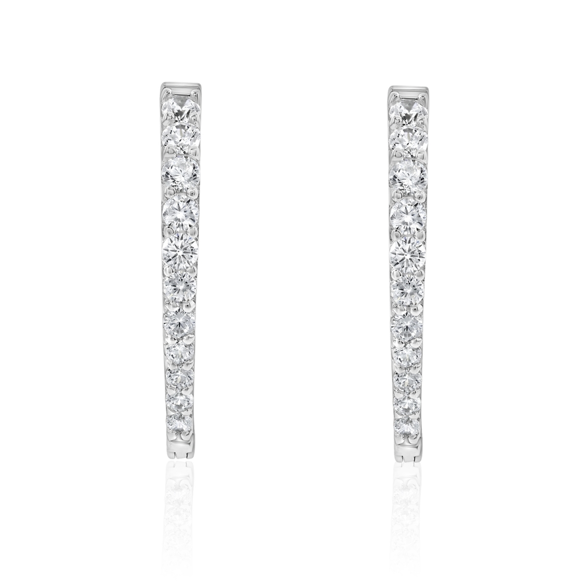 Suzy Levian Sterling Silver Cubic Zirconia Teardrop Hoop Earrings