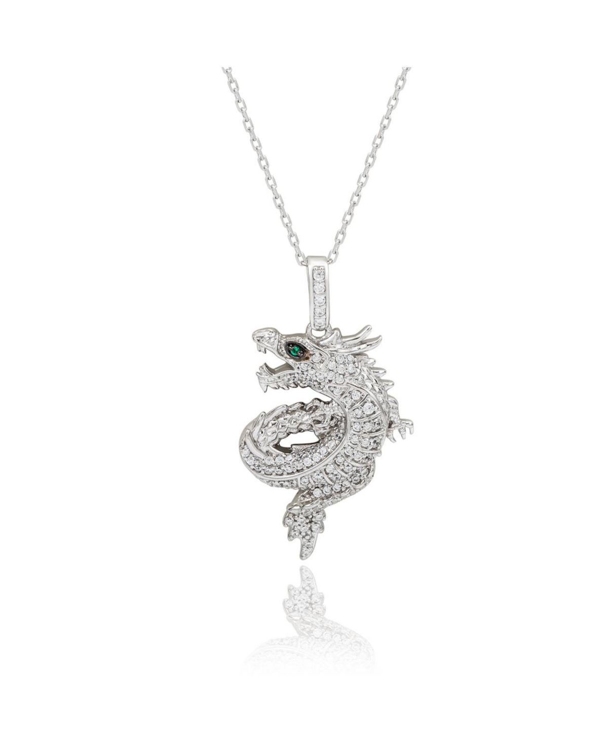 Suzy Levian Sterling Silver Cubic Zirconia Dragon Pendant Necklace - Gold