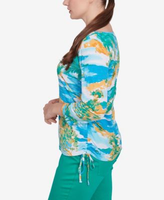 Petite Paradise Island Crinkle Knit Top