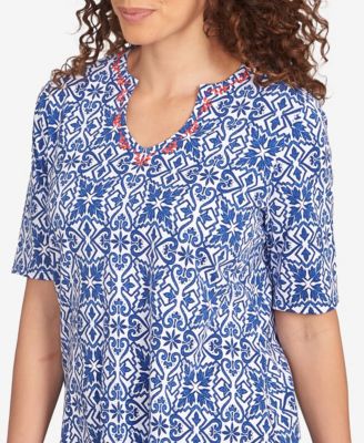 Petite Pacific Medallions Embellished Knit Top