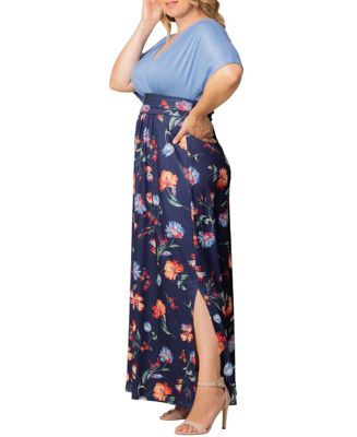 Plus Size Havana Color Block Maxi Dress