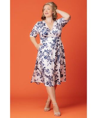 Plus Size Gabriella Ruched Sleeve Midi Dress with Pockets