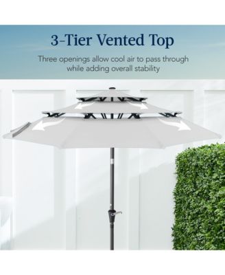 10ft 3-Tier Patio Umbrella, Market Sun Shade w/ Tilt Adjustment, Easy Crank