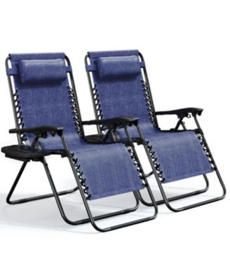 Outdoor Patio Zero Gravity Chair - Reclining Lounge Chairs with Pillows & Cup Holders