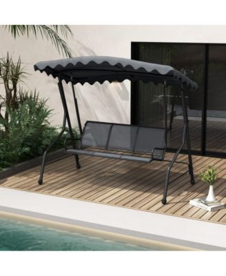 3-Seat Outdoor Porch Canopy Swing with Adjustable Shading