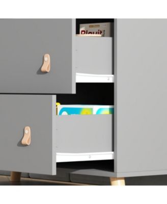 Diaper table with three drawers, baby changing station with multiple storage compartments