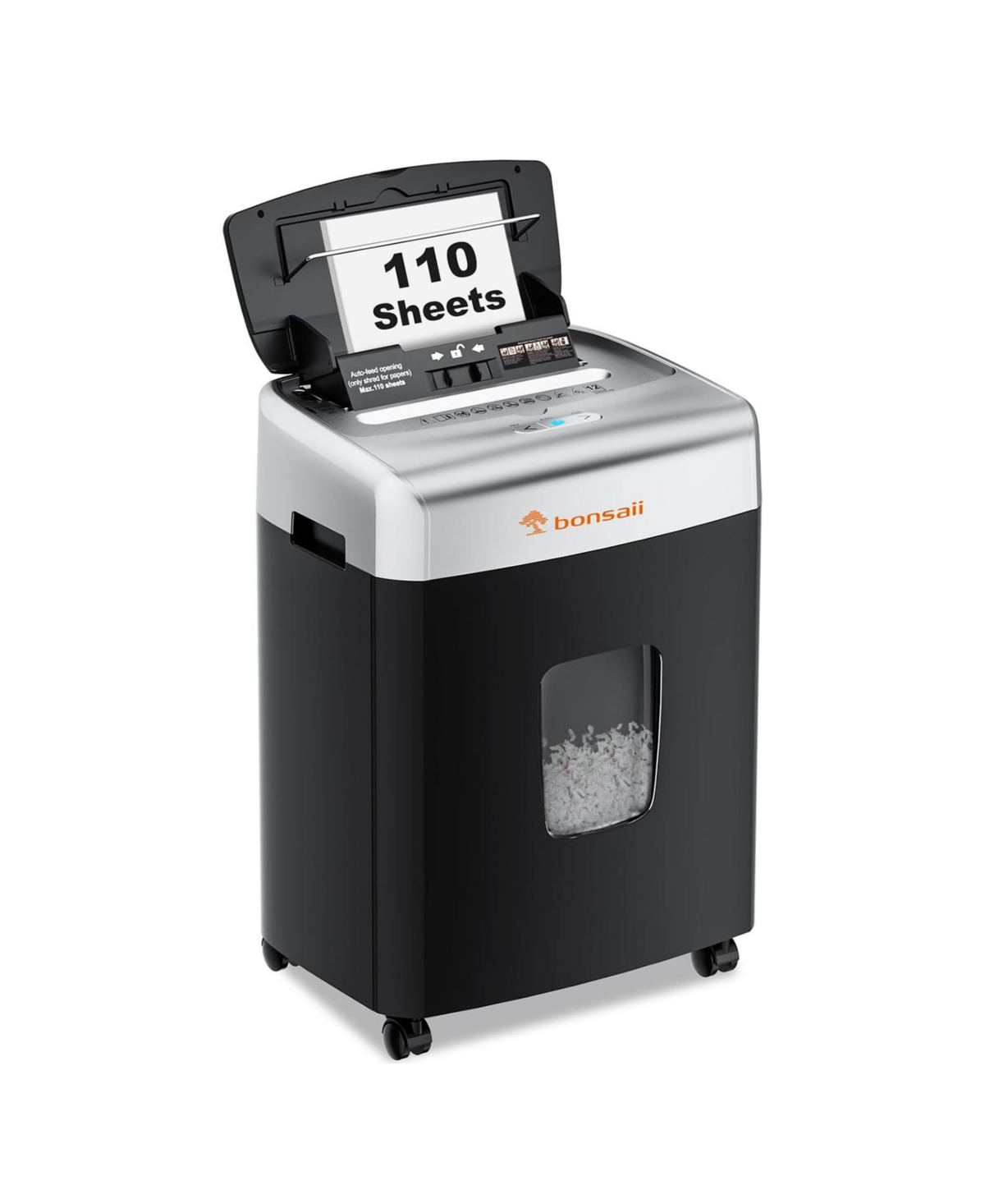 Paper Shredder for Office, 110-Sheet Autofeed Heavy Duty Shredder for Home Office Use, 30 Minutes/Micro Cut/P-4 High Security Level/6 Gallon L