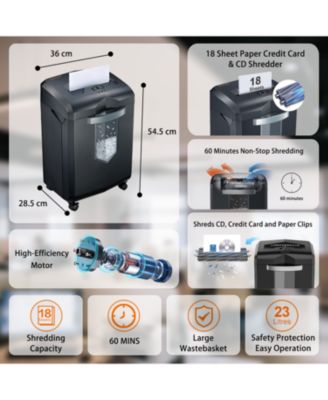 Paper Shredder, 18-Sheet 60-Minutes Shredder for Office Heavy Duty Cross-Cut Shredder with 6 Gallon Pullout Basket 4 Casters