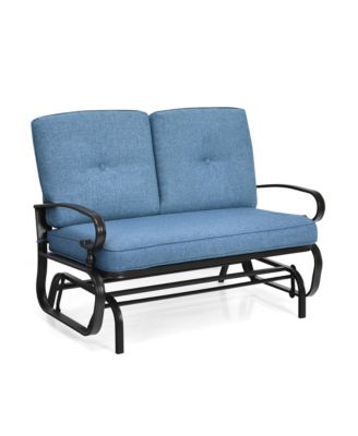 Glider Outdoor Patio Rocking Bench Loveseat Cushioned Seat Steel Frame