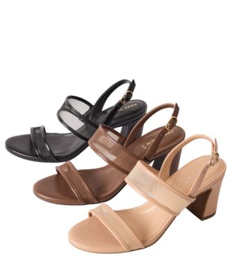 Women's Rhonda Mesh Band Block Heel Dress Sandals