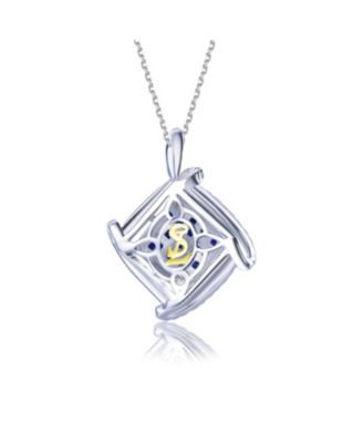 Suzy Levian Sterling Silver Invisible Set Cubic Zirconia Cushion Pendant