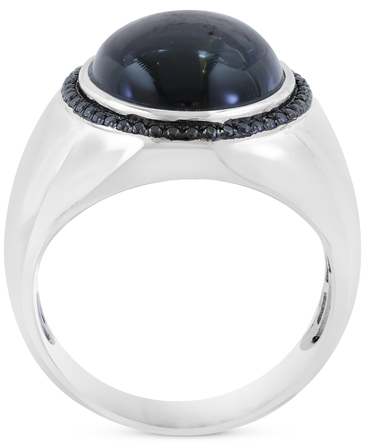 Effy Collection Effy Men's Onyx (17 X 12-1/2mm) & Black Spinel (1/4 Ct. T.w.) Oval Statement Ring In Sterling Silver In Black