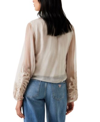 Women's Camilla Blouson-Sleeve Button-Front Blouse