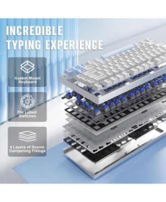 AL75 PRO 75% Wireless Mechanical Gaming Keyboard,Full Aluminum CNC,BT/2.4G/Wired,PBT Keycaps,Gasket Mounted Hot Swap,Custom RGB Backlight, Programmable for Mac/Win(Blue Grey Tactile)