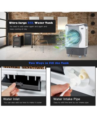 4-in-1 Industrial Evaporative Air Cooler Fan with 45 L Tank and Wheels
