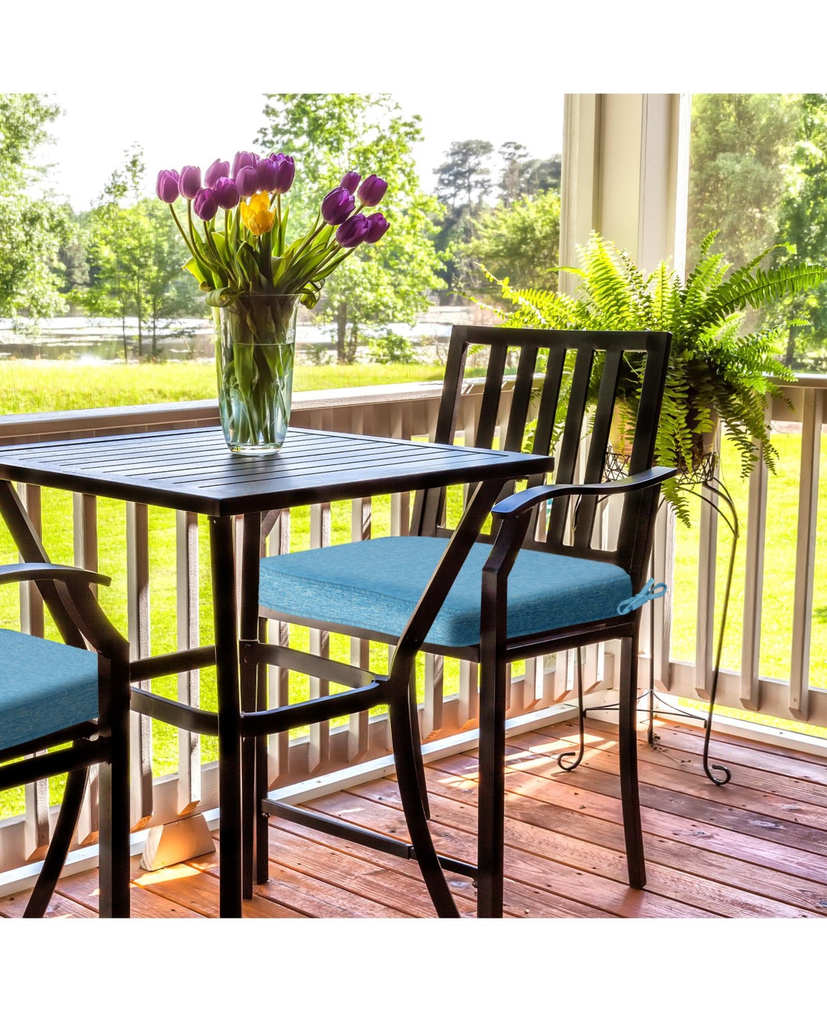 Aoodor Outdoor Dining Chair Cushions Set of 2, Waterproof Patio Furniture Seat Cushions, Pads with Ties, 18 x 19 inch