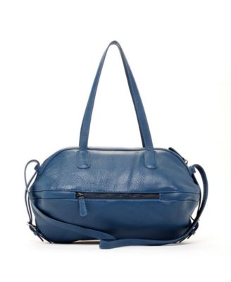Leather Satchel Bag Blue Shoulder Purse Women's Handbag