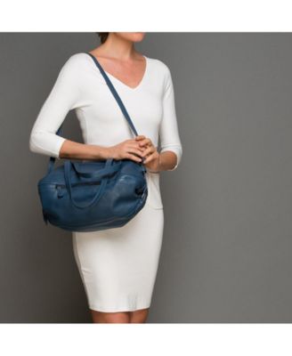 Leather Satchel Bag Blue Shoulder Purse Women's Handbag