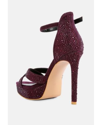 REGALIA Womens Rhinestone Embellished Stiletto Sandals