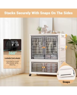 1 Pc Plastic Free Installation Baby Wardrobe Folding Storage Cabinet Multi-Layer Children's Small Wardrobe Household Clothes Storage Box