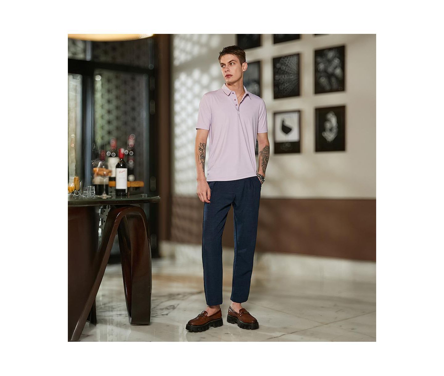 Мужская футболка Cahoot Campus Sutra Lilac Seamless Solid Polo, цвет: Фиолетовый — фото 5