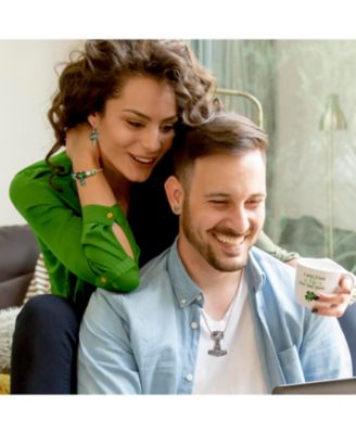 Irish Celtic Knot Charm Bracelet with Green Shamrock and Claddagh Beads Sterling Silver