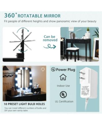 Vanity Table Set with Lighted Mirror for Bedroom and Dressing Room