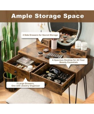 Vanity Desk with Mirror and Lights for Bedroom