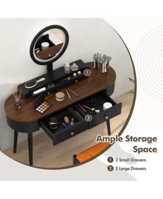 Makeup Vanity Table Set with LED Mirror and 3 Spacious Drawers