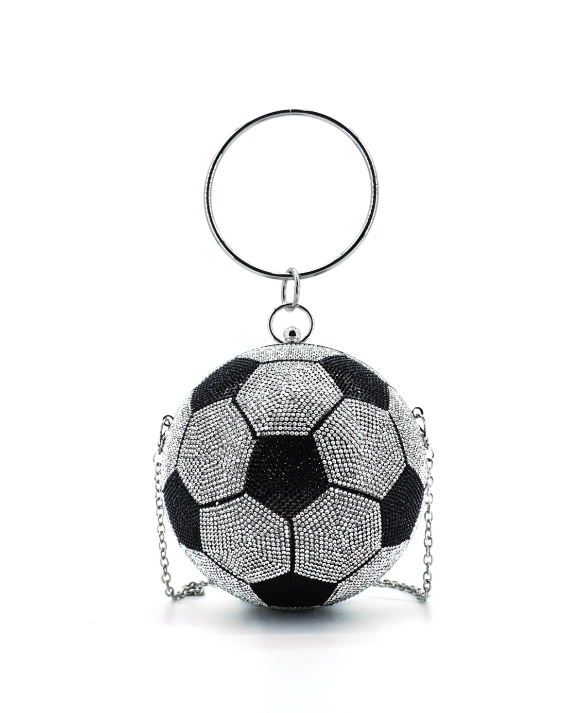 Striker Small Rhinestone Soccer Clutch Bag - Black