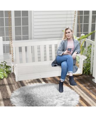 54'' HDPE Porch Swing Outdoor Patio Hanging Chair w/ Cup Holder Adjustable Chain