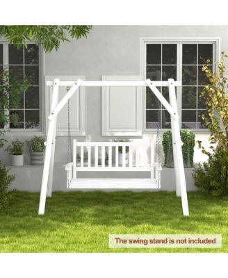 Wooden Porch Swing 2-Person Hanging Swing Chair w/ Adjustable Galvanized Metal Chains