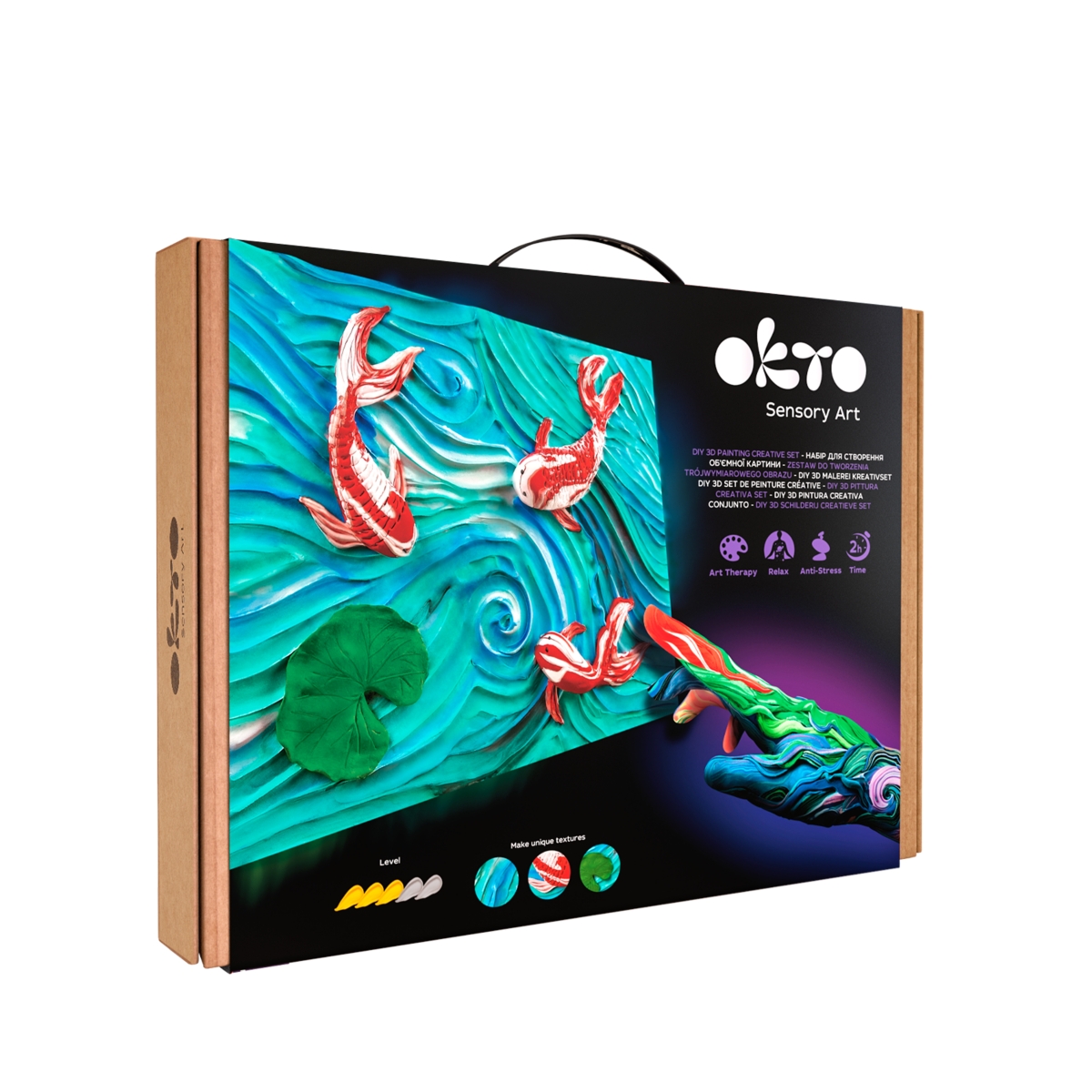 Okto Sensory Art 3D Painting &#x201C;Koi Carps&#x201D; &#x2013; 11.8&#x201D; x 15.7&#x201D; Canvas Kit