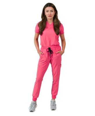 Women's 1-Pocket Top Knit Rib Cuff Jogger Pants Set