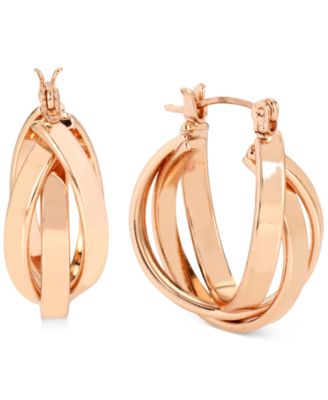 Hint of Gold - Triple Hoop Earrings in Rose Gold-Plating