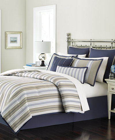 CLOSEOUT! Martha Stewart Collection Madison Stripe 6-Pc. Comforter Sets, Only at Macy's