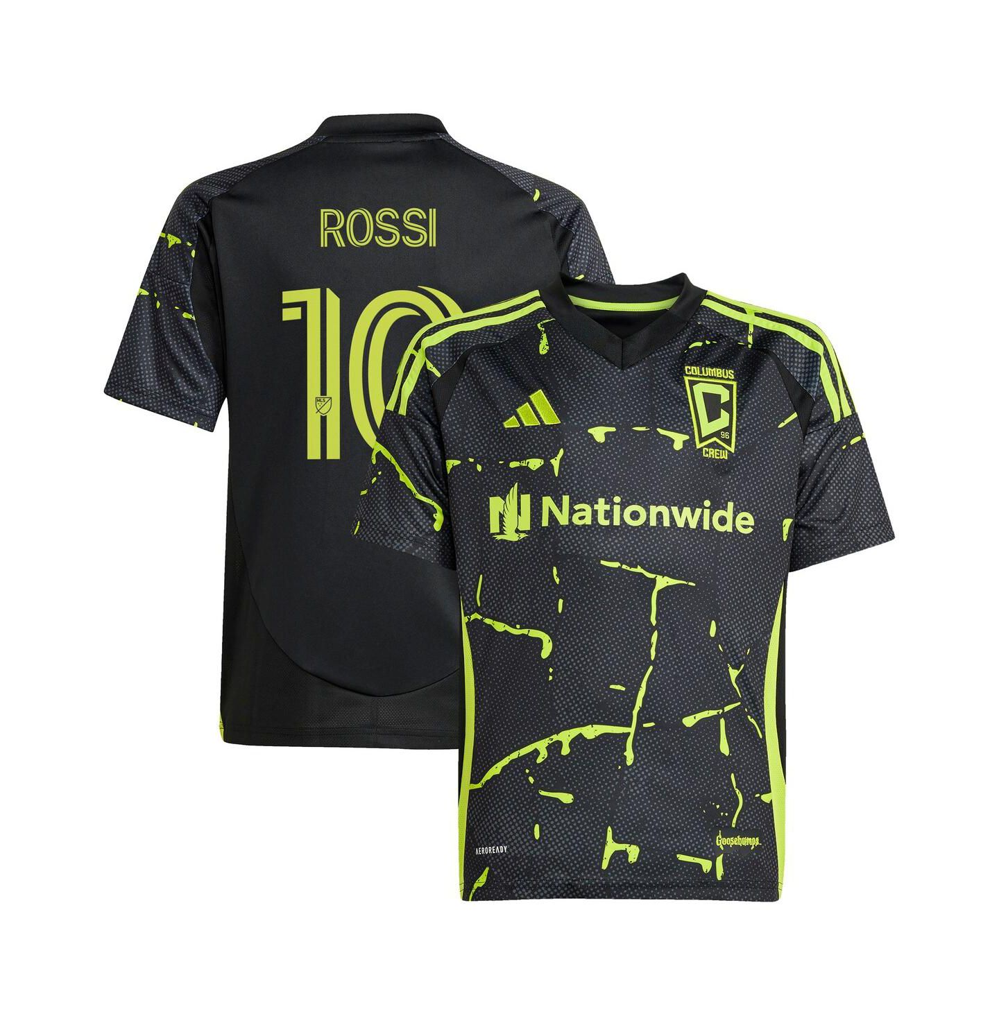 Детское джерси adidas Diego Rossi Columbus Crew 2025 The Goosebumps Kit, Black — фото 1