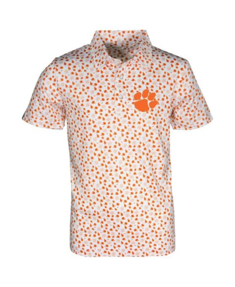 Поло Garb White Clemson Tigers Earnest Allover Print Polo для мальчиков-малышей