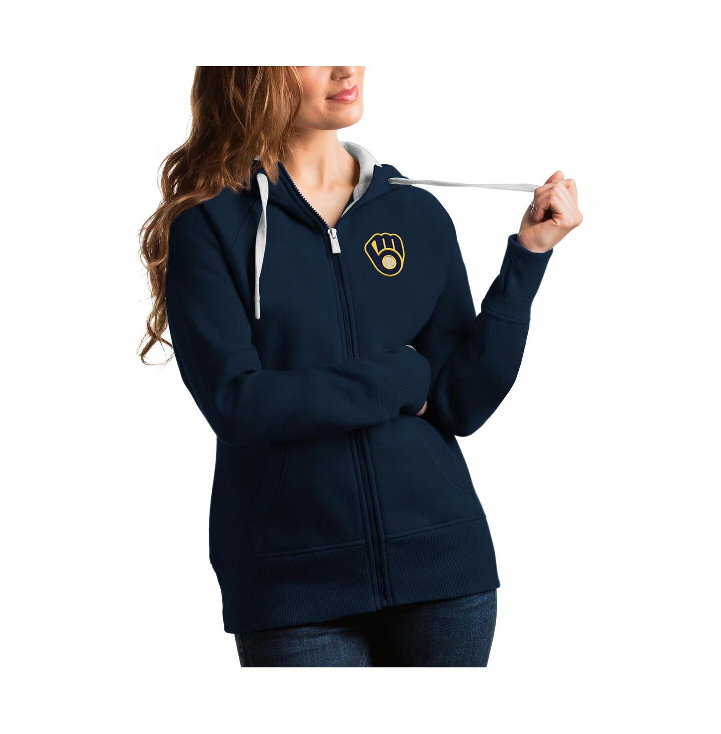 Женское худи Antigua Navy Milwaukee Brewers Team Victory Full-Zip — фото 1