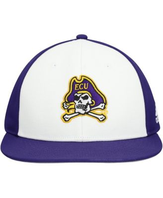 Men's White/Purple ECU Pirates On Field Fitted Hat