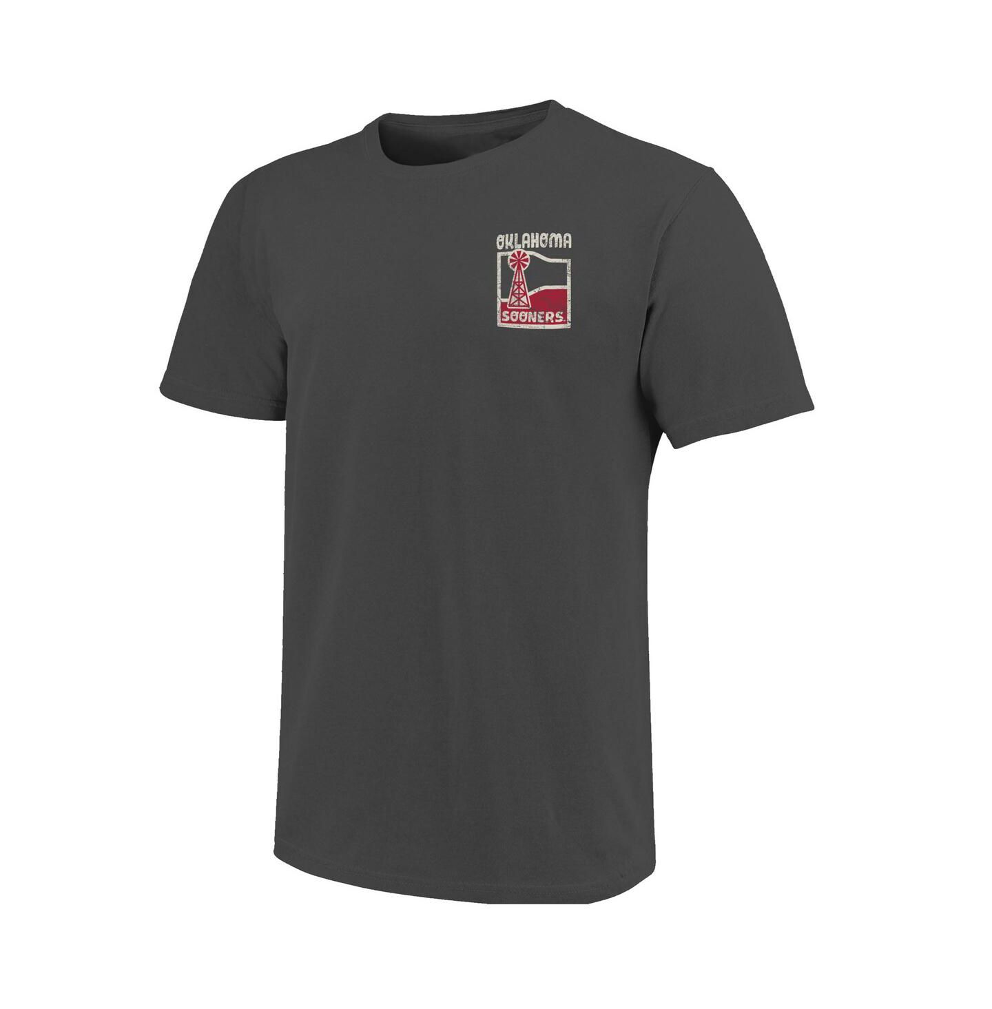 Мужская футболка Image One Graphite Oklahoma Sooners Comfort Colors Minimal Vista Distressed Graphics — фото 2