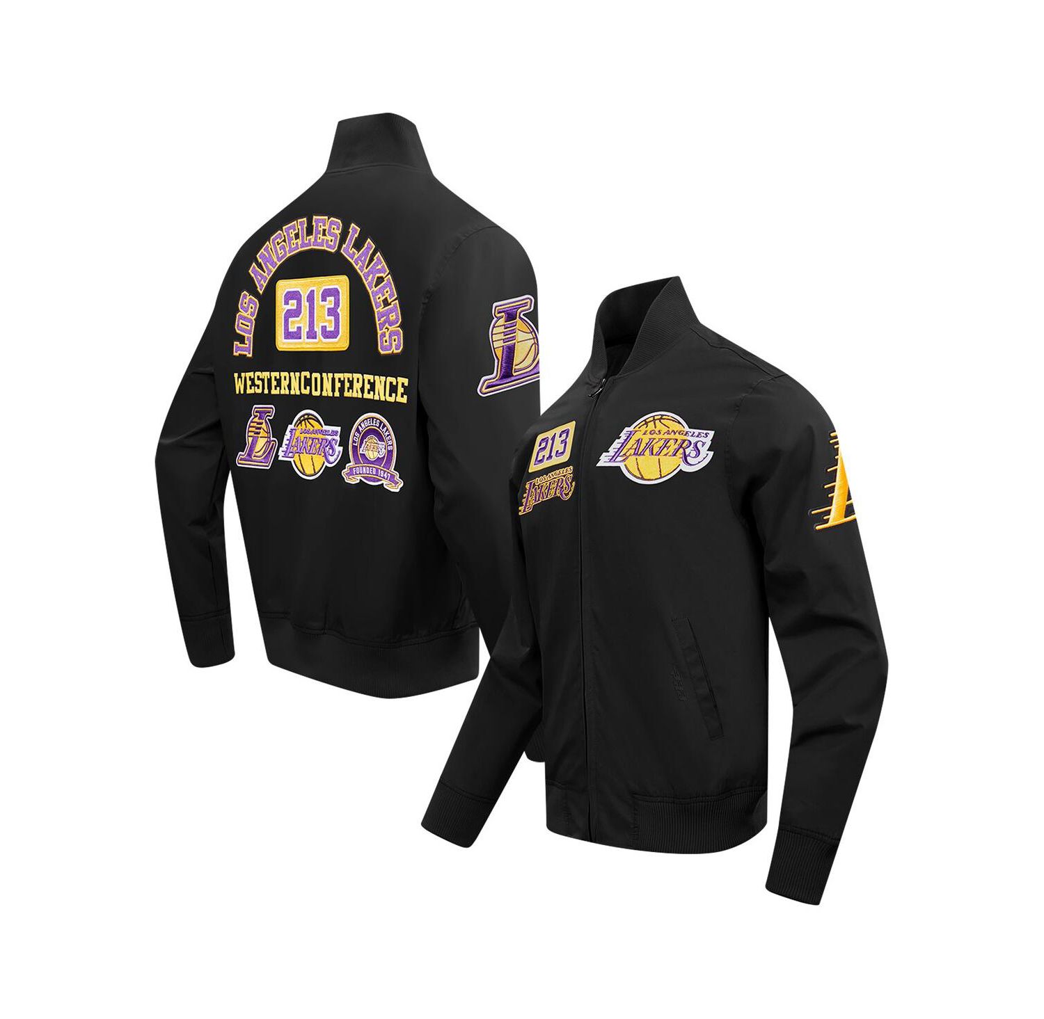 Men's Black Los Angeles Lakers Area Code Twill Full-Zip Jacket